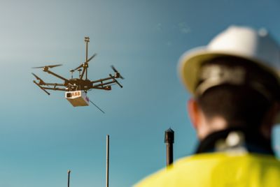 Drone operated on industrial site